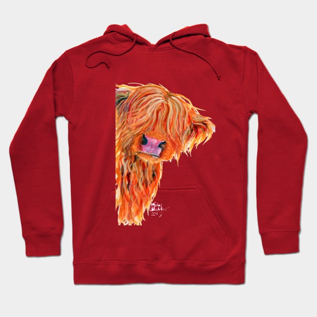 Scottish Hairy Highland Cow ' PeeKABOO ' by Shirley MacArthur Hoodie by ShirleyMac